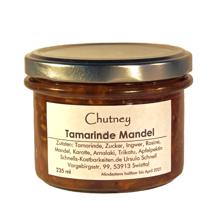 Altes Etikett von Chutney Tamarinde Mandel